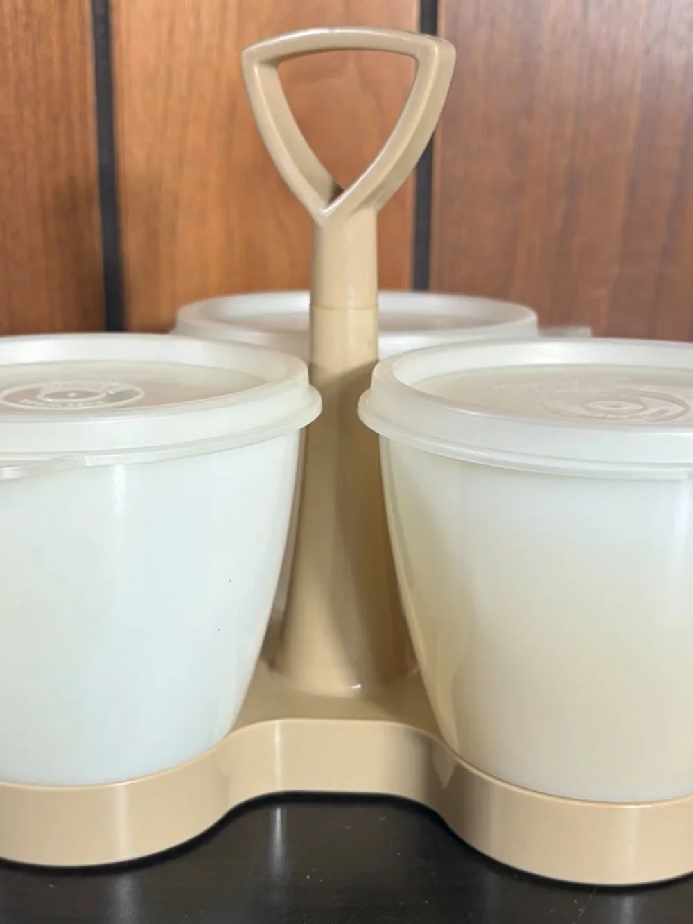 Vtg Tupperware Condiment Caddy w/ Lids Server Set #757-4 Retro Kitchen Farmhouse